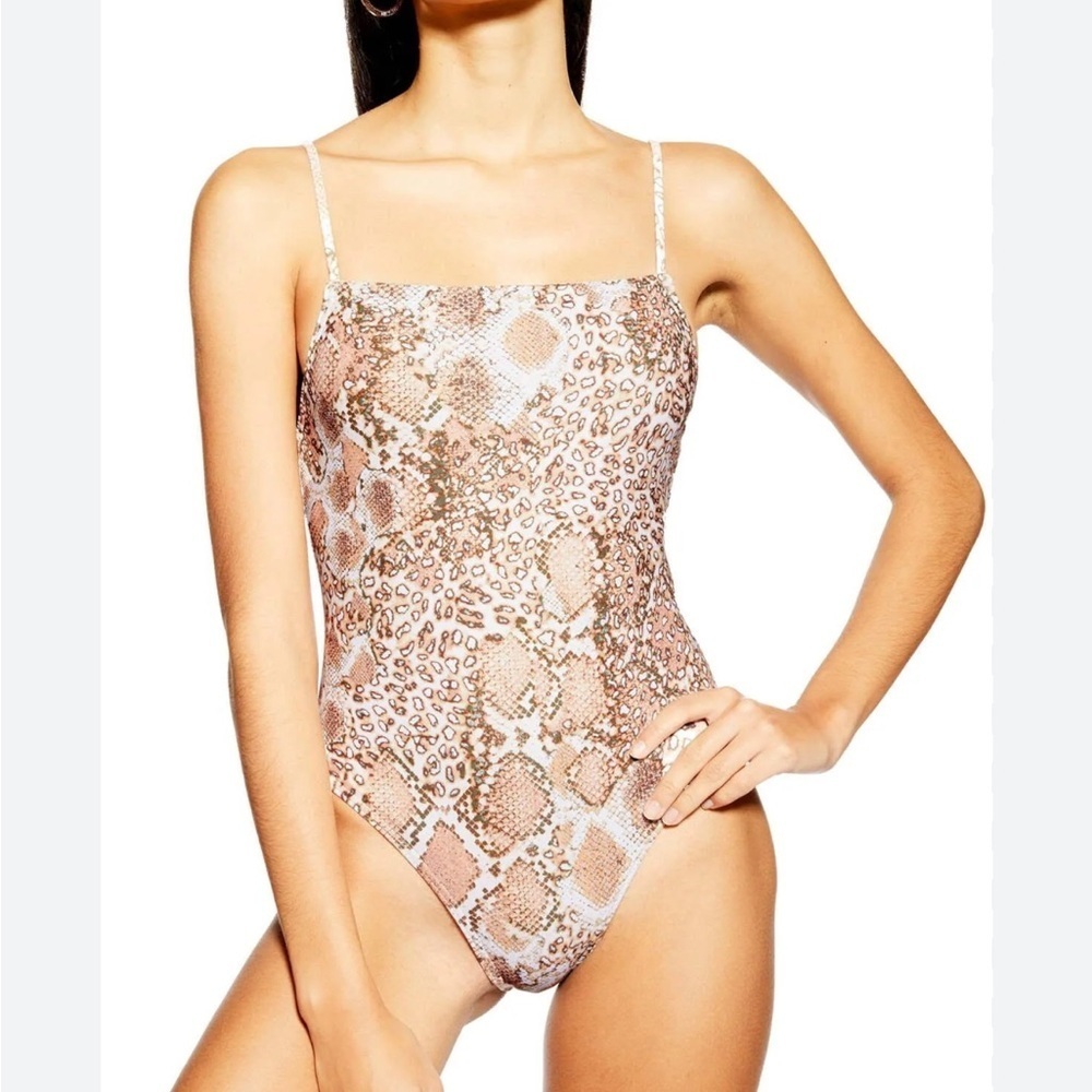 Topshop snake print one piece swimsuit size 4